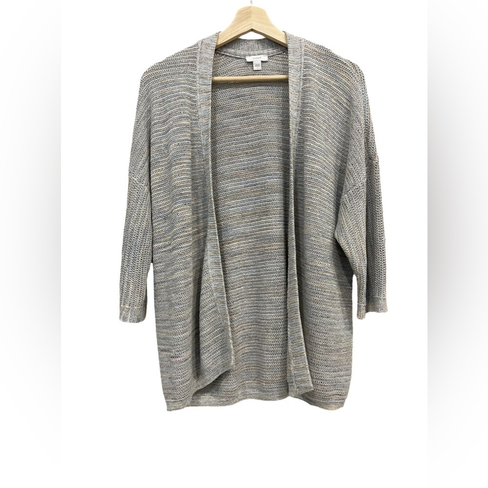 J. Jill Women's Open Knit Cardian Sm Dolman Sleeve Knit Coastal Beachy cotton